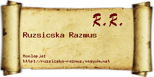 Ruzsicska Razmus névjegykártya